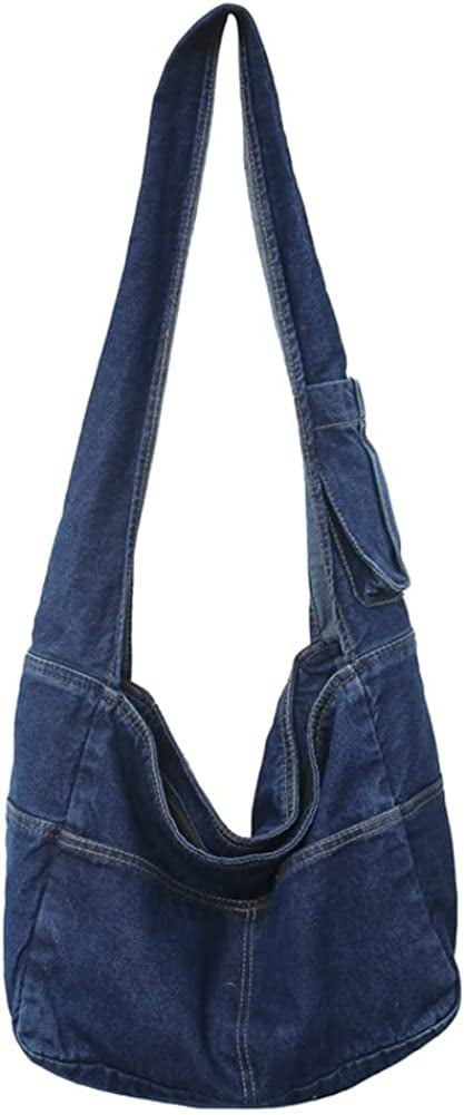 Blue Denim Mens Casual Messenger Bags Jean Fashion Side Bags Courier B
